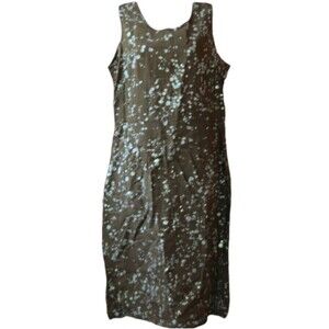 Su-Zen Vintage Green Spotted Speckled Dress Large Hem Adjustment Extra Fabric